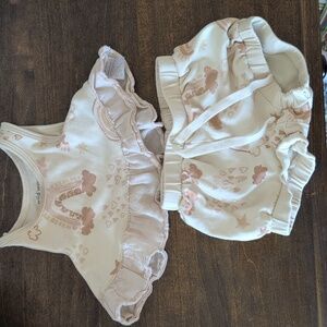 Wild Wawa Cream and Pink Baby Shorts + Tank Set